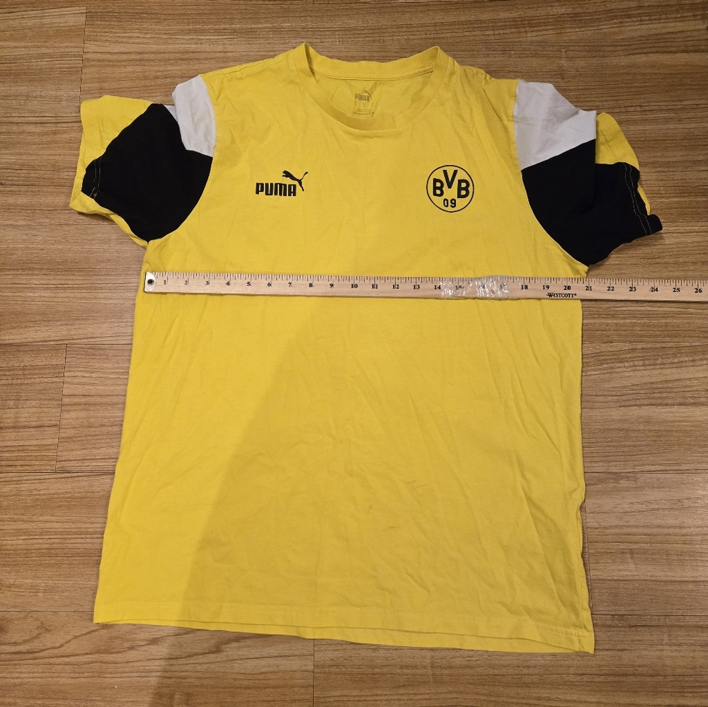 Puma BVB 09 Borussia Dortmund Yellow T-Shirt with Black and White Size L - Picture 4 of 9